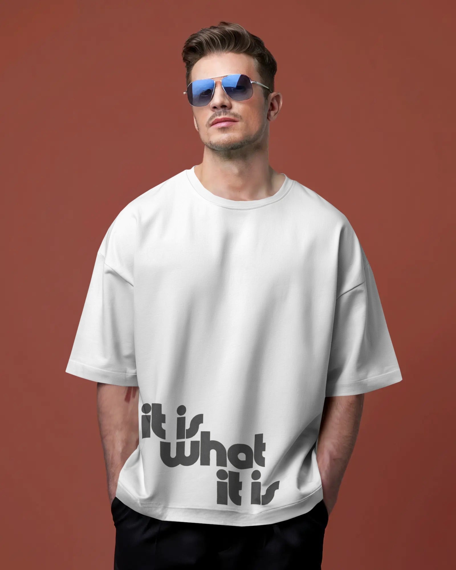 Men's "It is what it is" typographic Oversized Tshirt